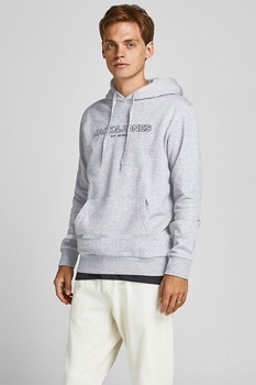 Jack&Jones, Hanorac cu imprimeu logo Bank, Gri deschis melange, L Jack&Jones, Hanorac cu imprimeu logo Bank, Gri deschis melange, L