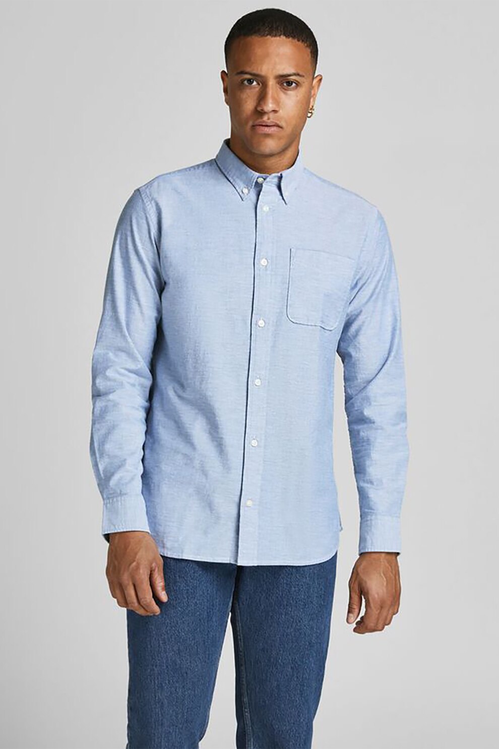 Jack&Jones, Camasa din amestec de bumbac organic, Albastru lavanda