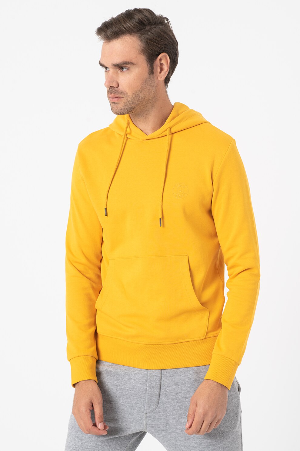 Jack&Jones, Hanorac regular fit cu buzunar kangaroo, Galben sofran, XL