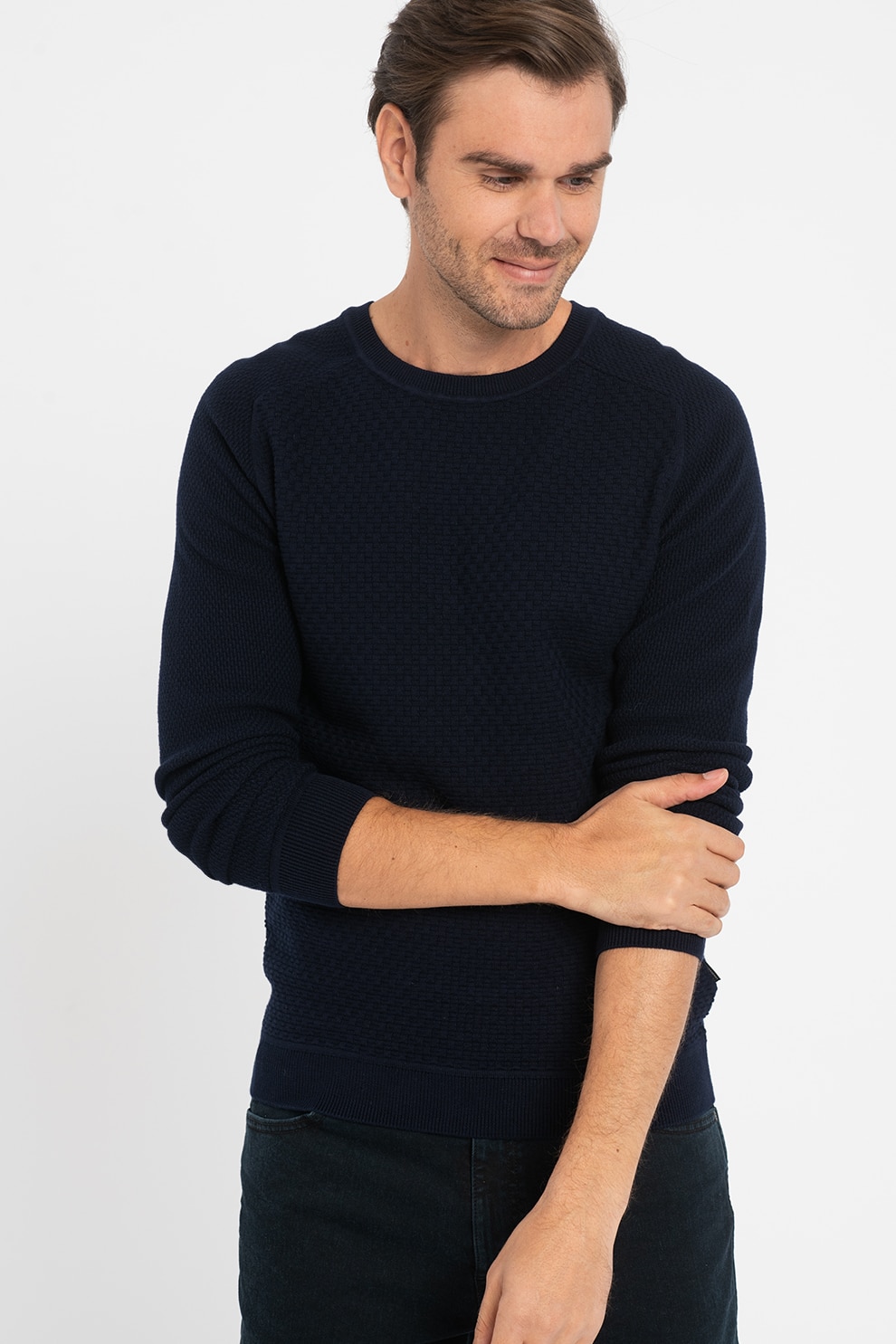 Jack&Jones, Pulover cu decolteu la baza gatului Dustin, Bleumarin