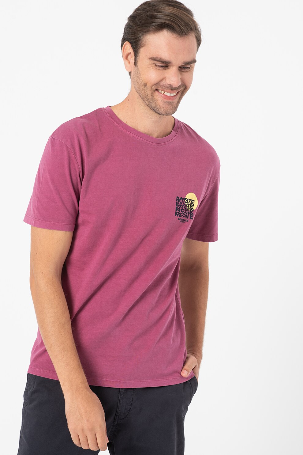 Jack&Jones, Tricou relaxed fit cu imprimeu grafic Costa, Visiniu