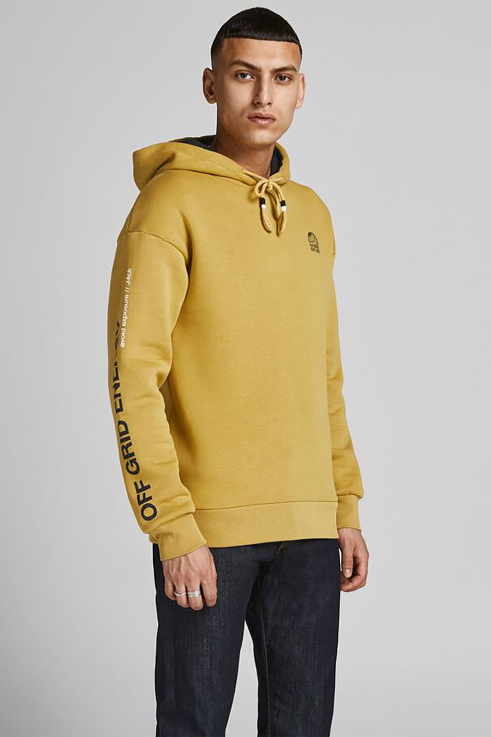 Jack&Jones, Hanorac cu imprimeu text Poul, Galben pai