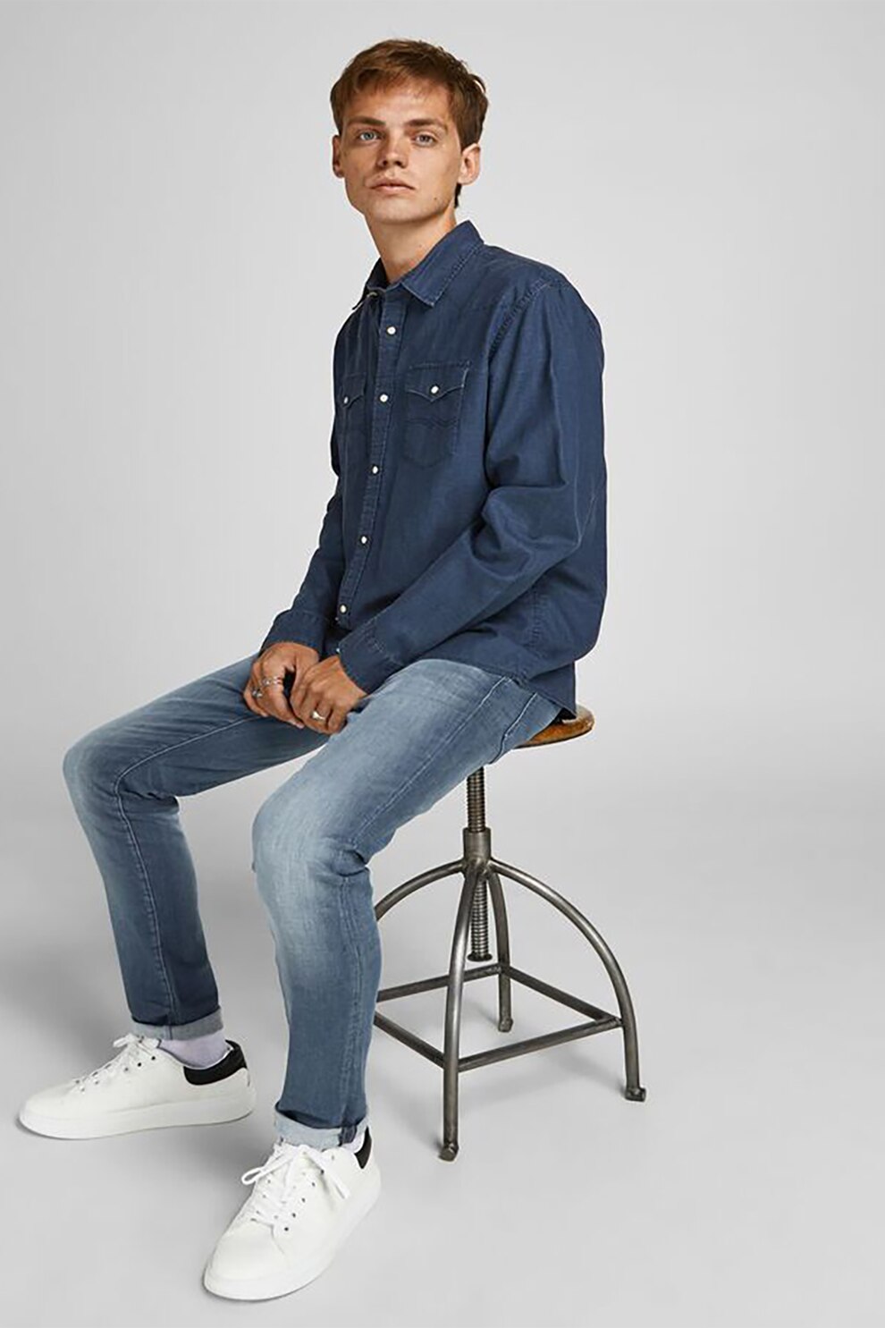 Jack&Jones, Blugi slim fit Glenn Icon 857, Albastru deschis