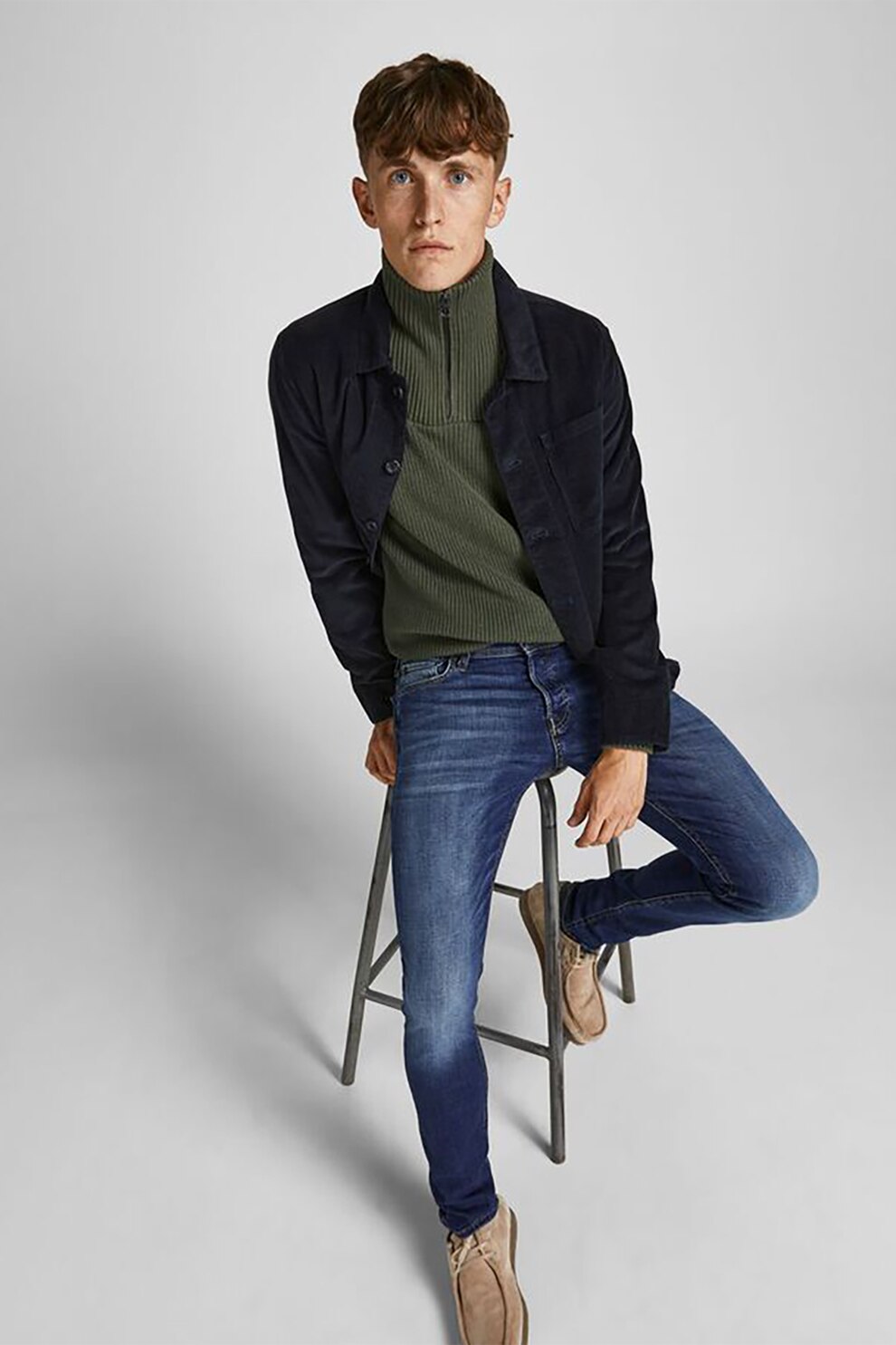 Jack&Jones, Blugi slim fit Glenn Original 791, Albastru inchis