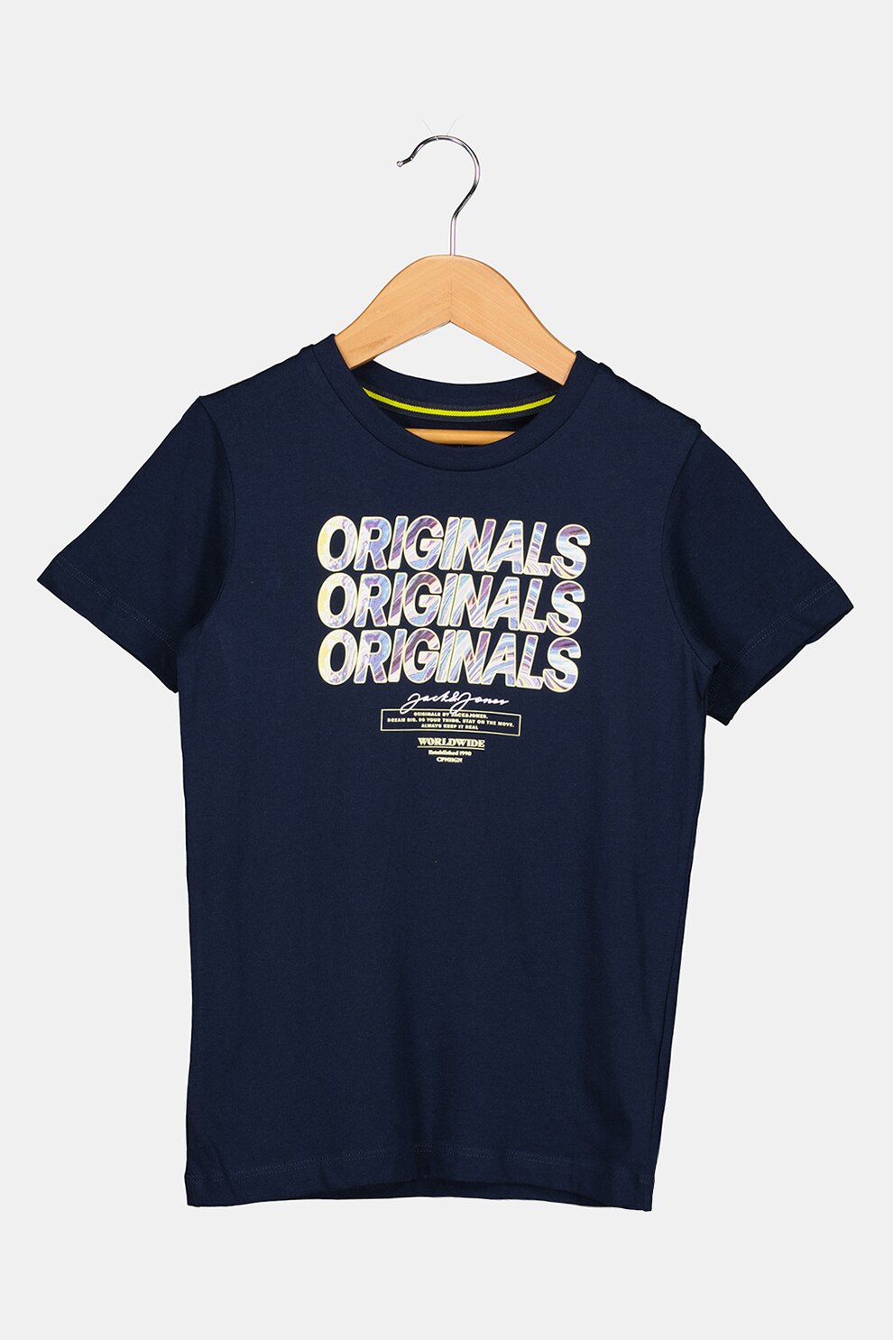 Jack&Jones, Tricou de bumbac cu imprimeu logo, Bleumarin inchis