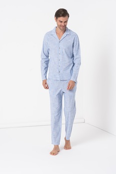 Jack&Jones, Set de pijama din bumbac, Albastru deschis Jack&Jones, Set de pijama din bumbac, Albastru deschis