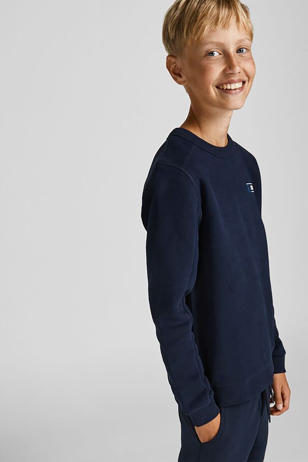Jack&Jones, Bluza sport cu decolteu la baza gatului, Bleumarin