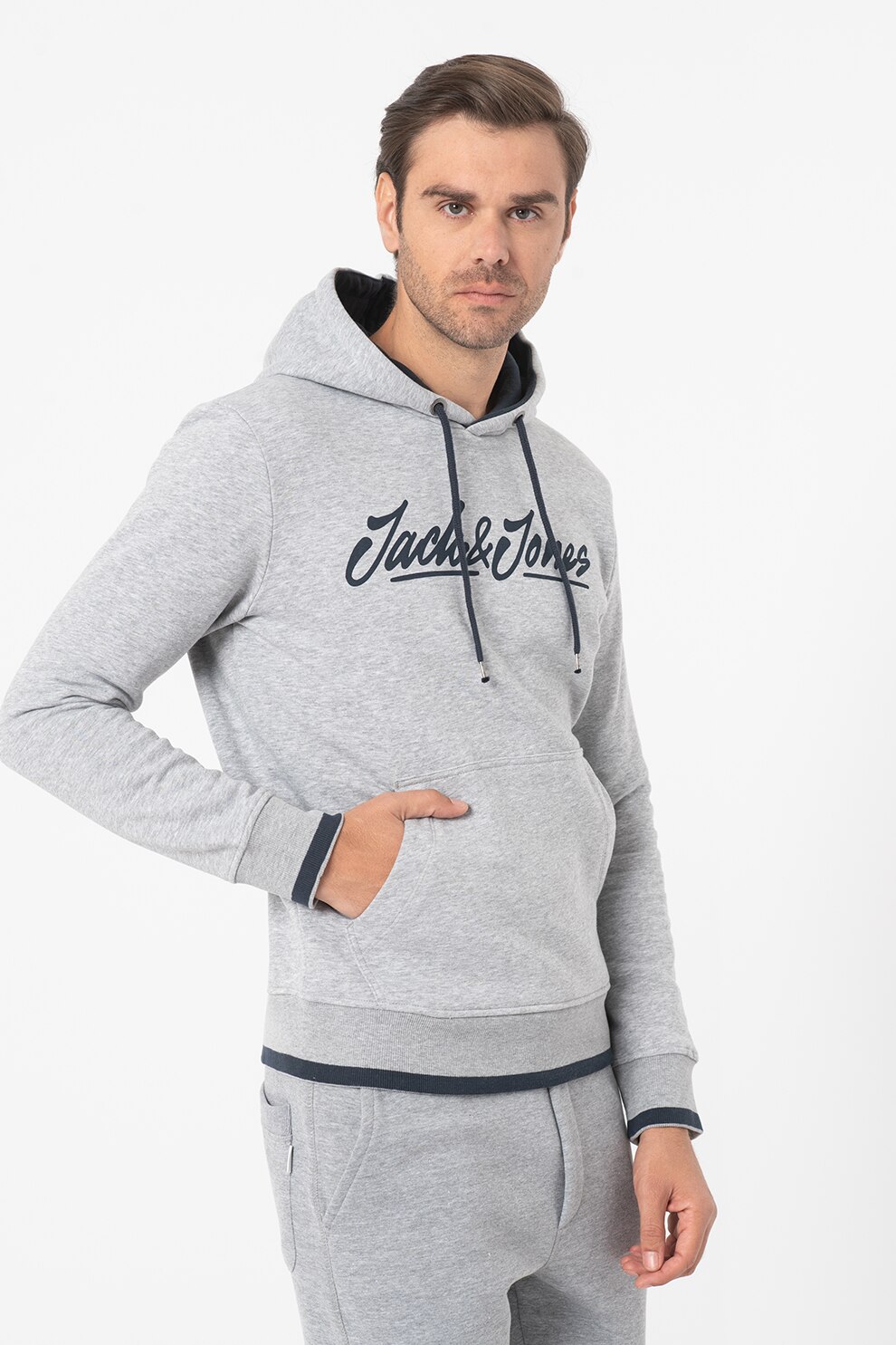Jack&Jones, Hanorac cu buzunar kangaroo Legend, Gri melange