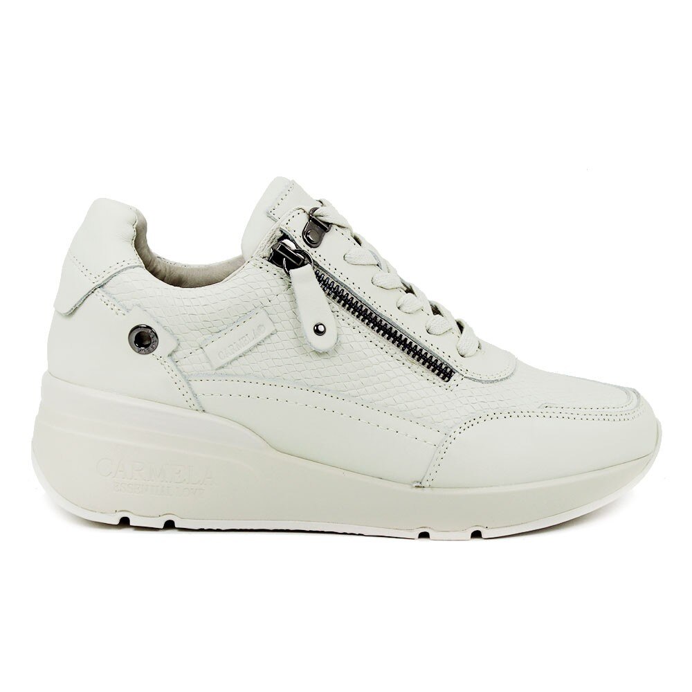 Pantofi sport Carmela, Imprimeu reptila, Piele naturala, Alb, Alb