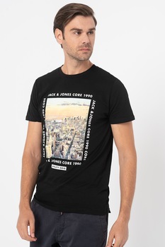 Jack&Jones, Tricou cu model grafic Booster, Negru Jack&Jones, Tricou cu model grafic Booster, Negru