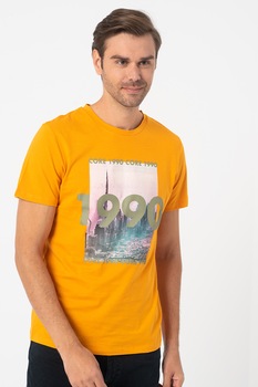 Jack&Jones, Tricou cu model grafic Booster, Oranj Jack&Jones, Tricou cu model grafic Booster, Oranj