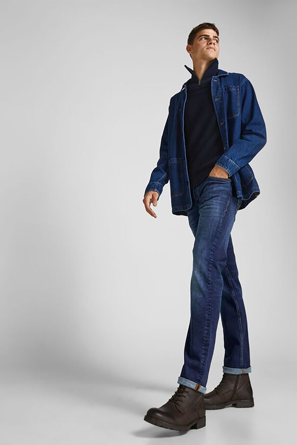 Jack&Jones, Blugi cu croiala conica Mike Original 791, Bleumarin