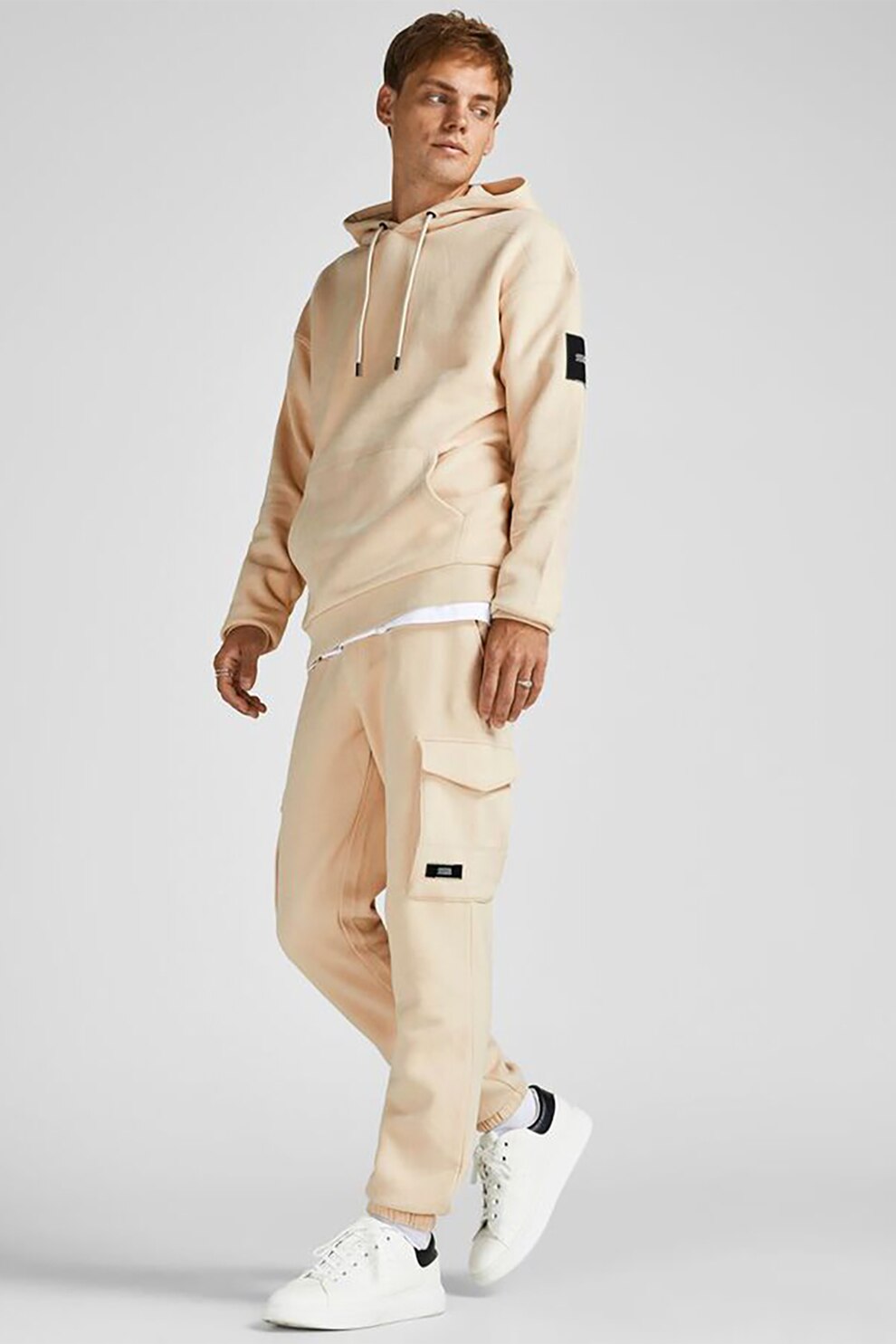 Jack&Jones, Costum sport cu gluga, Maro nisip