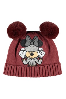 NAME IT, Caciula cu ciucure si Minnie Mouse, Rosu fad/Gri, 48-49 CM Standard NAME IT, Caciula cu ciucure si Minnie Mouse, Rosu fad/Gri, 48-49 CM Standard