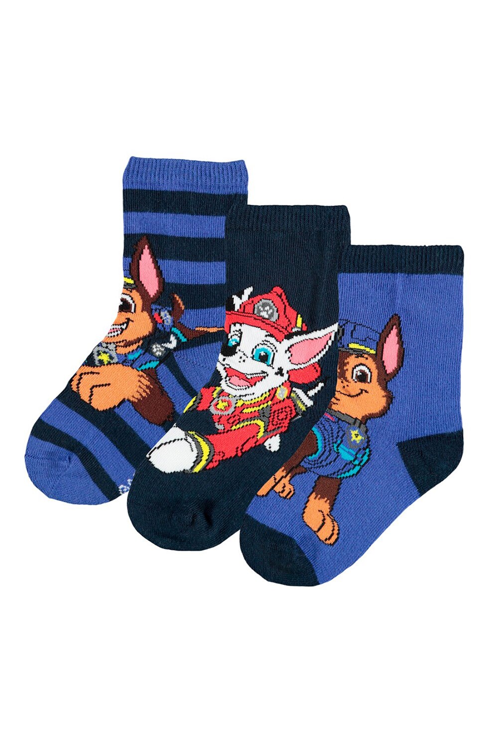 NAME IT, Set de sosete scurte cu model grafic - 3 perechi, Albastru/Maro
