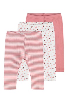 NAME IT, Set de colanti din bumbac organic cu model, 3 perechi, Roz prafuit/Alb NAME IT, Set de colanti din bumbac organic cu model, 3 perechi, Roz prafuit/Alb