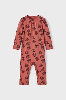 NAME IT, Salopeta din amestec de bumbac organic cu Minnie Mouse, Rosu NAME IT, Salopeta din amestec de bumbac organic cu Minnie Mouse, Rosu