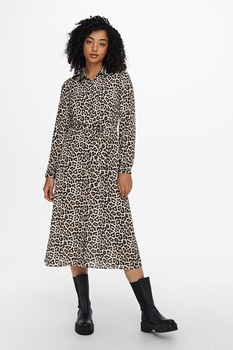 Only, Rochie-camasa midi cu maneci lungi, Negru, S Only, Rochie-camasa midi cu maneci lungi, Negru, S