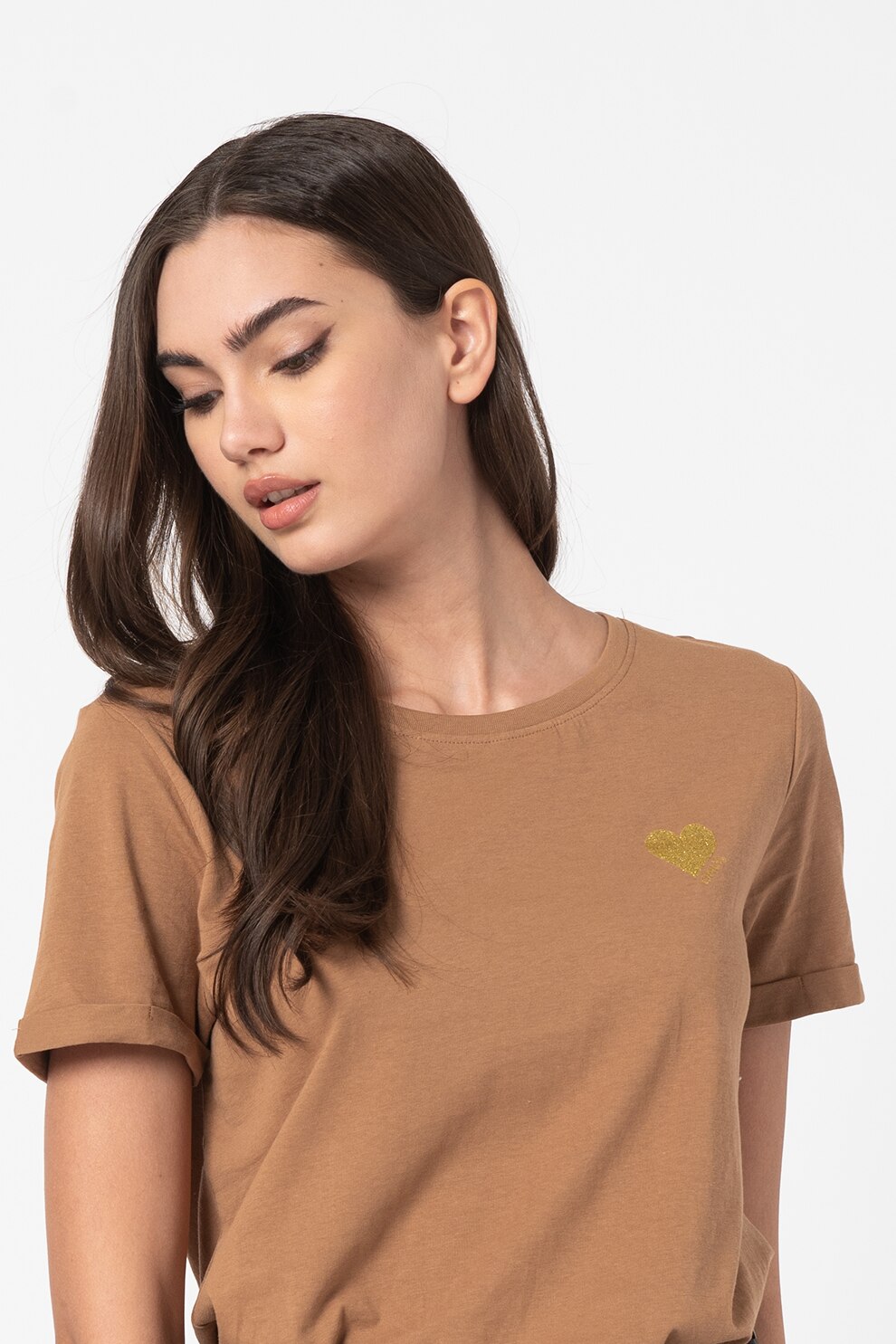 Only, Tricou de bumbac cu logo Kita, Maro