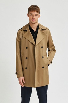 Selected Homme, Trenci cu doua randuri de nasturi, Maro, L Selected Homme, Trenci cu doua randuri de nasturi, Maro, L