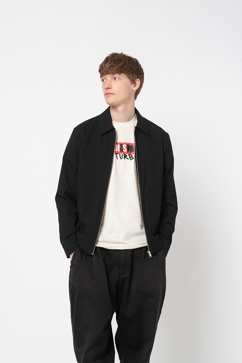 Selected Homme, Jacheta cu fermoar si guler ascutit Josef, Negru