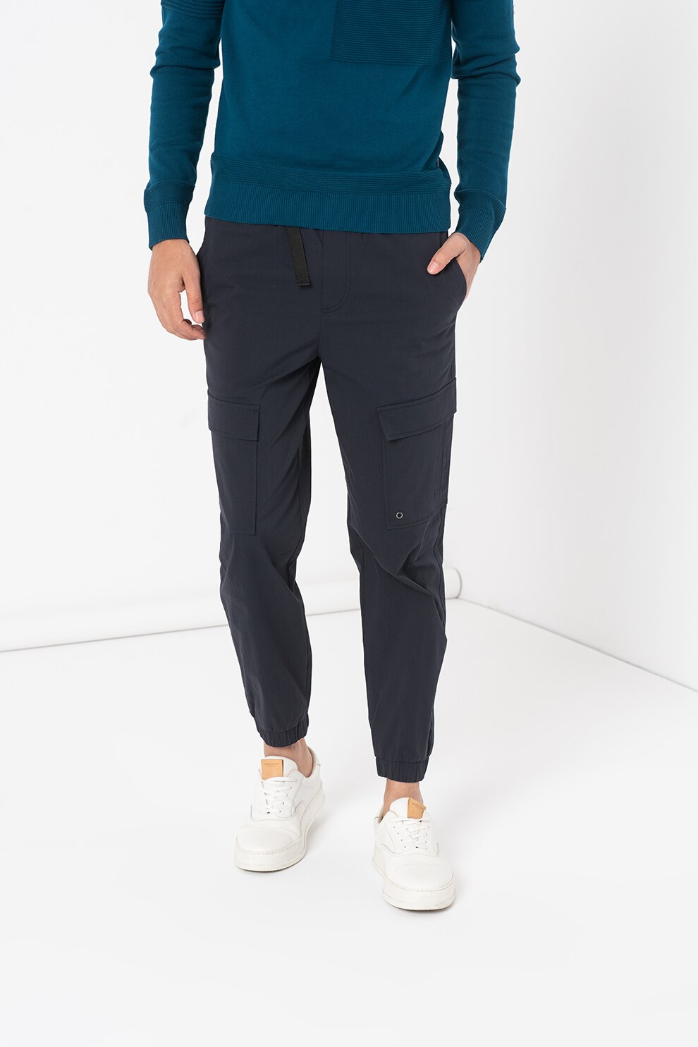 Only & Sons, Pantalni cargo cu talie ajustabila Kane, Bleumarin inchis