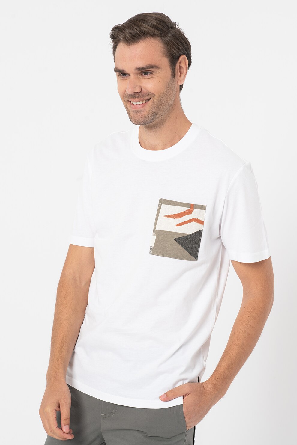 Only & Sons, Tricou cu buzunar aplicat pe piept Dale, Alb