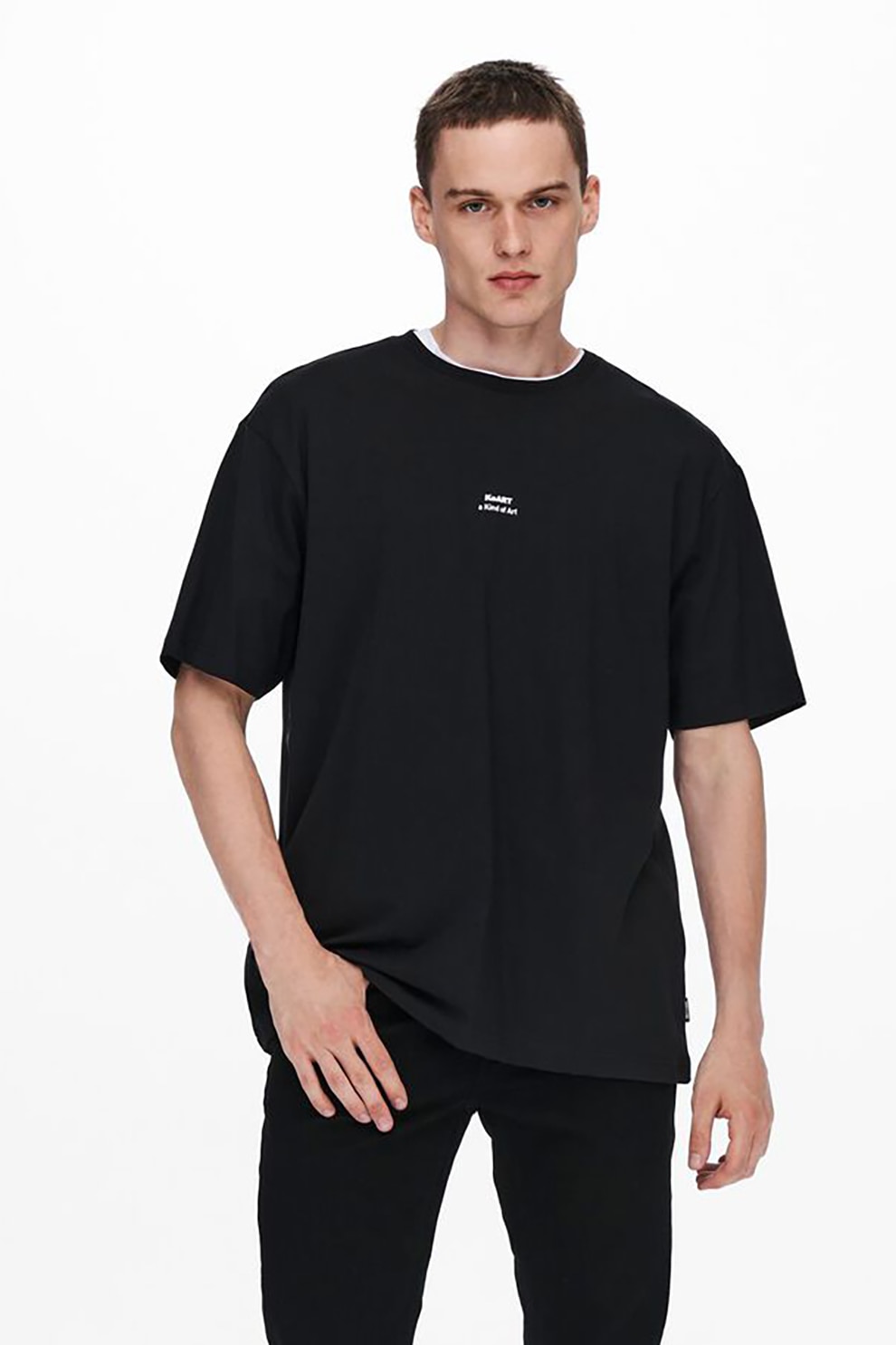 Only & Sons, Tricou lejer cu imprimeu, Negru