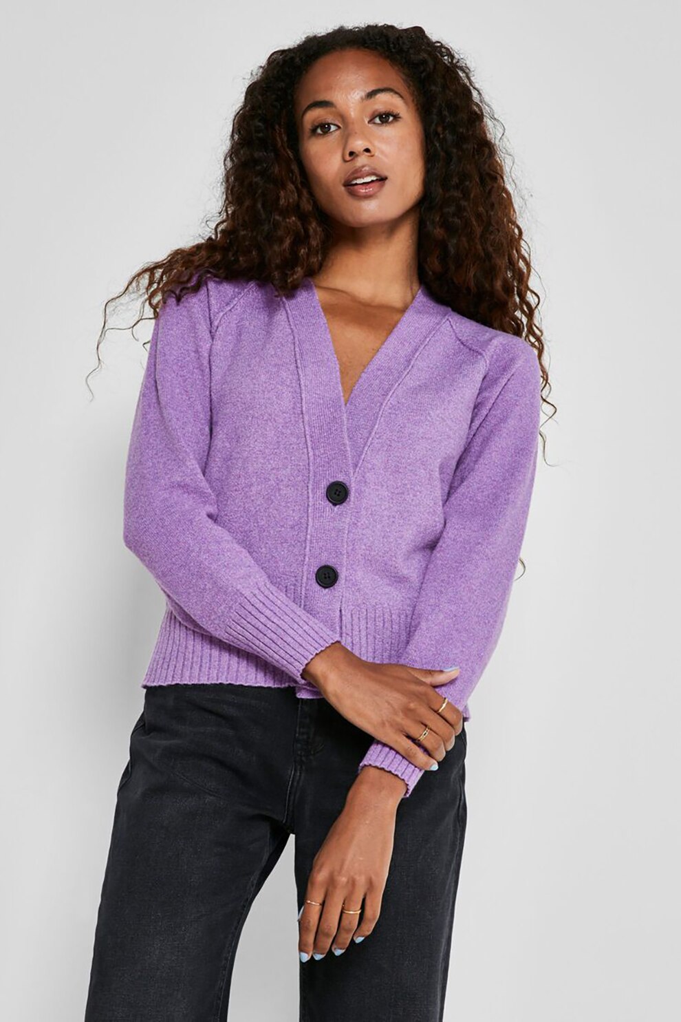 Noisy May, Cardigan lejer cu maneci raglan, Violet