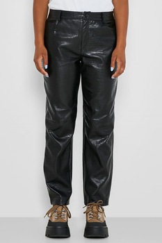 Noisy May, Pantaloni relaxed fit cu aspect peliculizat, Negru Noisy May, Pantaloni relaxed fit cu aspect peliculizat, Negru