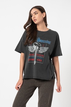 Noisy May, Tricou lejer cu maneci cazute Mida, Gri inchis Noisy May, Tricou lejer cu maneci cazute Mida, Gri inchis