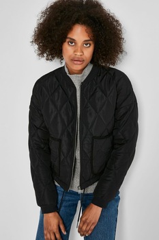 Noisy May, Jacheta crop cu buzunare aplicate, Negru Noisy May, Jacheta crop cu buzunare aplicate, Negru