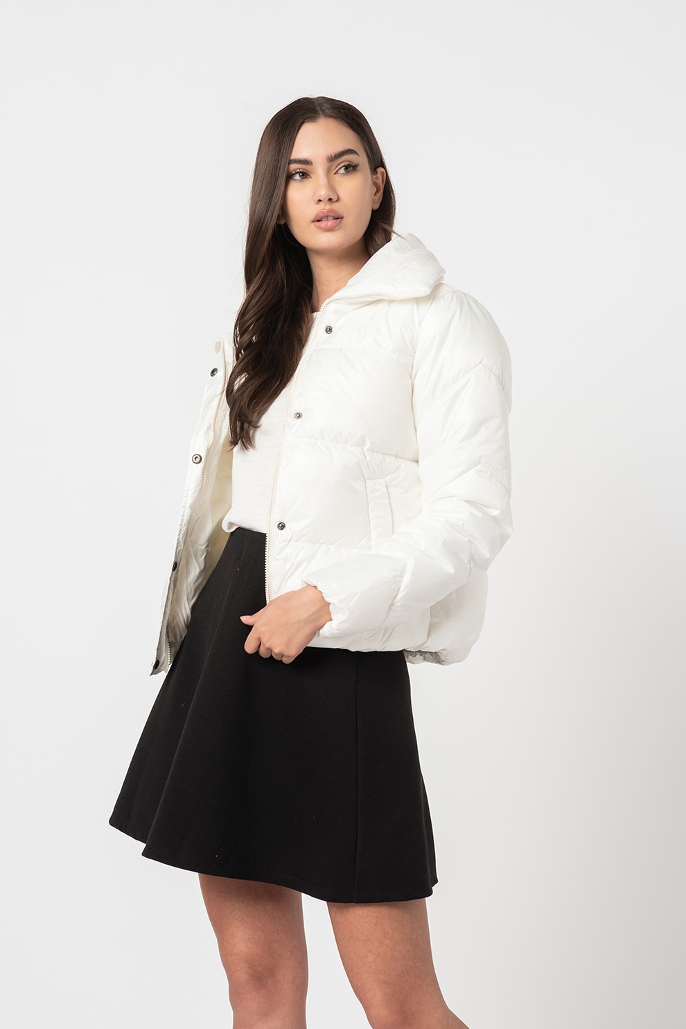 Only, Geaca scurta cu aspect matlasat Anja, Alb, XL