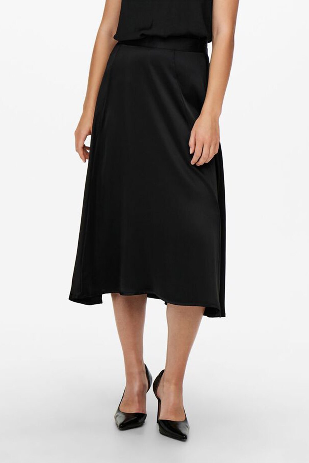 JdY, Fusta din satin cu talie inalta Rosa, Negru, S