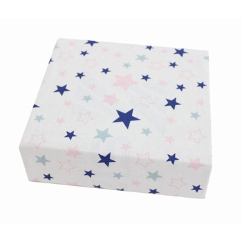 Cearceaf Prichindel, patut, alb cu stelute colorate, 120x60 cm Cearceaf Prichindel, patut, alb cu stelute colorate, 120x60 cm