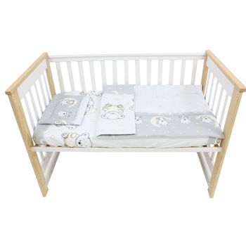 Lenjerie 3 piese, Prichindel, Ursulet sir gri,120x60cm Lenjerie 3 piese, Prichindel, Ursulet sir gri,120x60cm