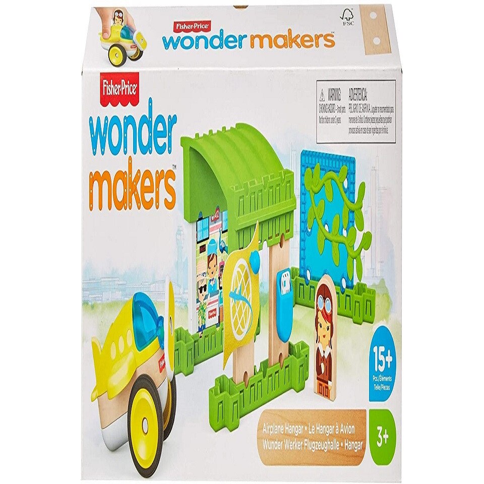 Set 15 Piese Constructie Fisher Price, Hangar, Multicolor, 14 x 6 x 30 cm