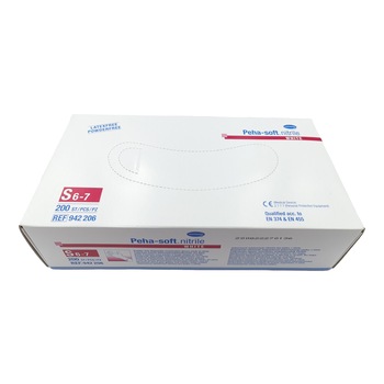 Set 200 Manusi premium, Hartmann Peha-soft, Nitril, nepudrate, alb, marimea S Set 200 Manusi premium, Hartmann Peha-soft, Nitril, nepudrate, alb, marimea S