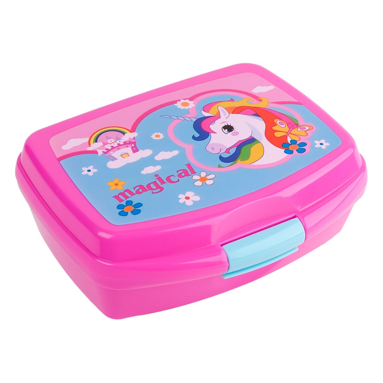 Recipient alimente Zola®, model cu unicorn roz si tacamuri , 550 ml