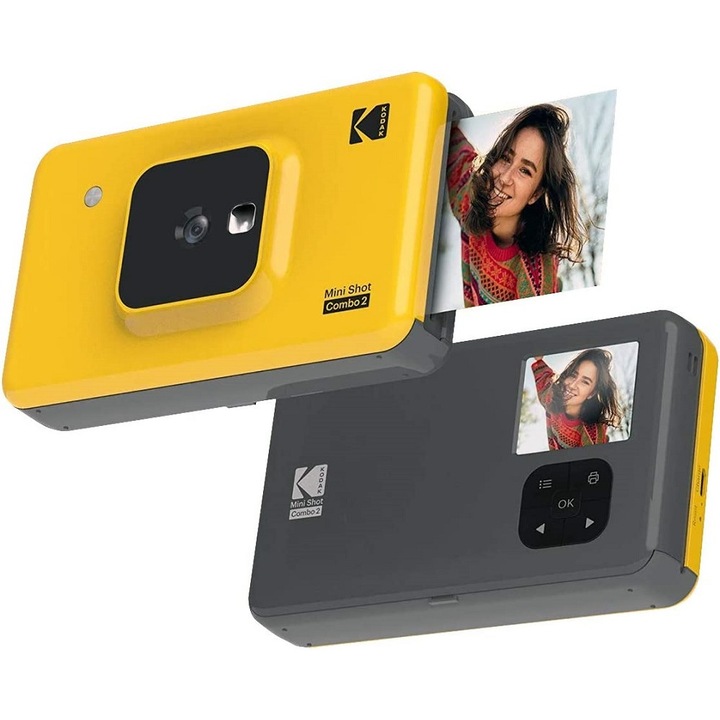 Фотоапарат за моментни снимки Kodak Mini Shot Combo, Жълт, 2.10 MP