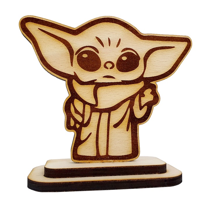 Figurina Baby Yoda Star Wars Dragobete Valentine's Day Gift, Lemn, 12 cm