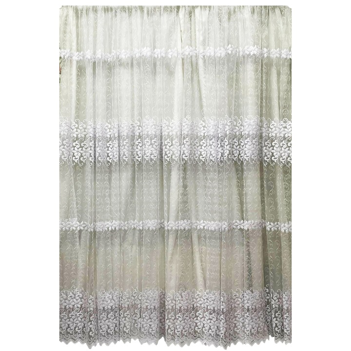 Perdea alba brodata, din colectia "Regina noptii" 200x245cm cu rejansa, by Liz Line - P2222