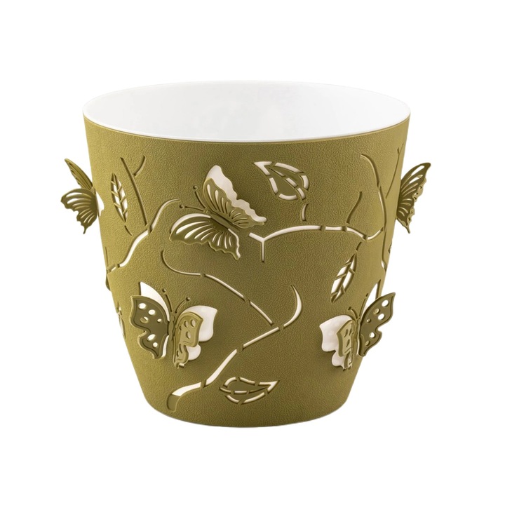 Ghiveci 3D cu Fluturi, 0.7 Litri, Kaki