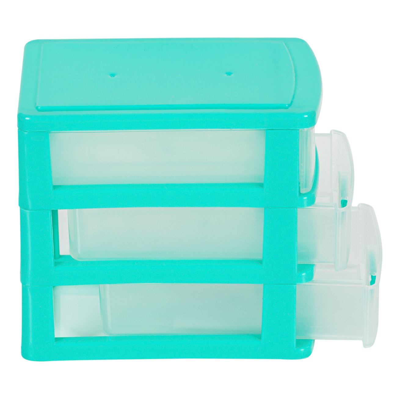 Etajera Zola®, din plastic, 11x9x13 cm, 3 compartimente, culoare verde si transparent