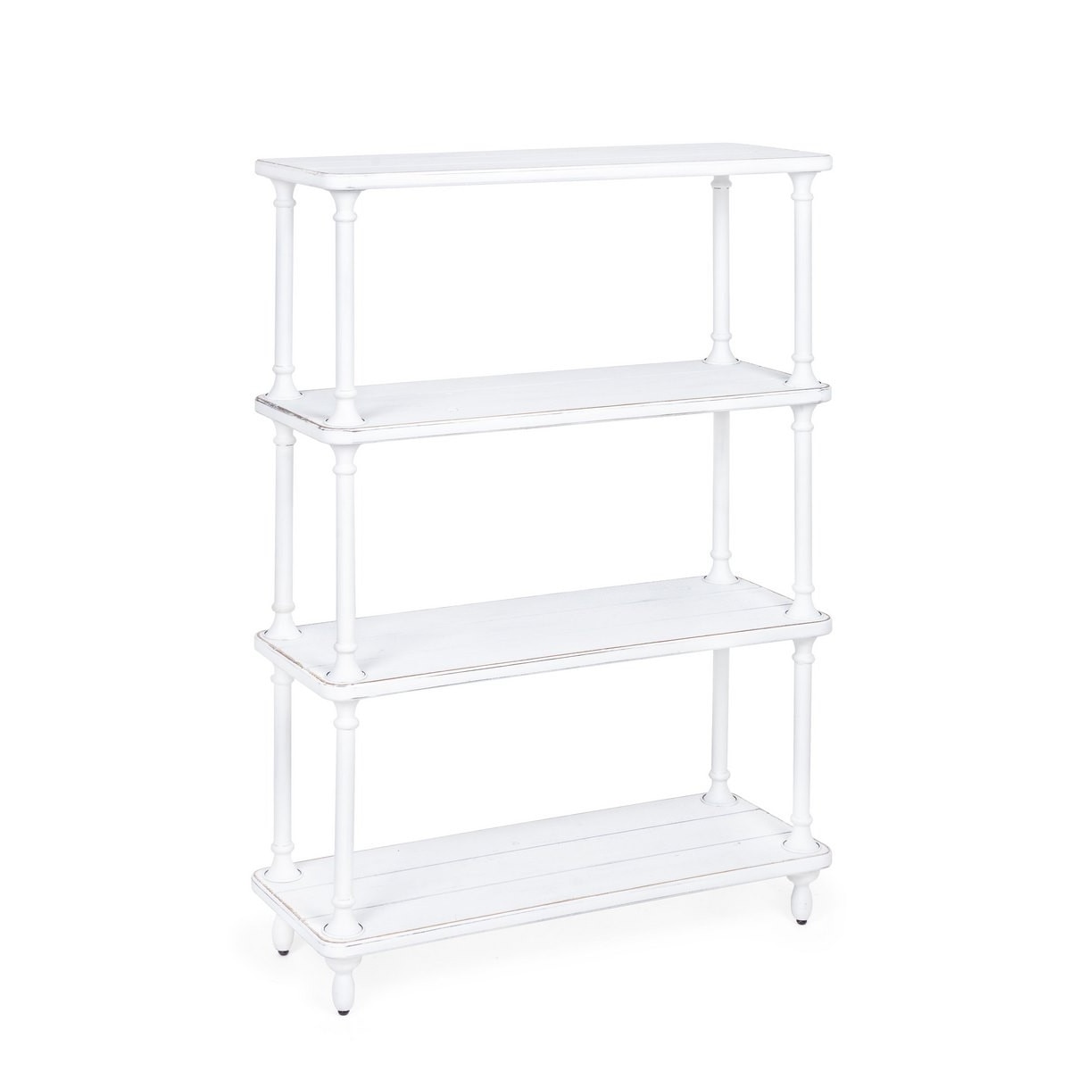 Raft fier alb antichizat cu 4 polite Janette 80 cm x 30 cm x 114 h