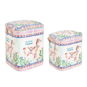 Set 2 tabureti tapiterie piele ecologica Forestis 33 cm x 28.5 cm x 36 h; 38 cm x 35 cm x 44 h Set 2 tabureti tapiterie piele ecologica Forestis 33 cm x 28.5 cm x 36 h; 38 cm x 35 cm x 44 h