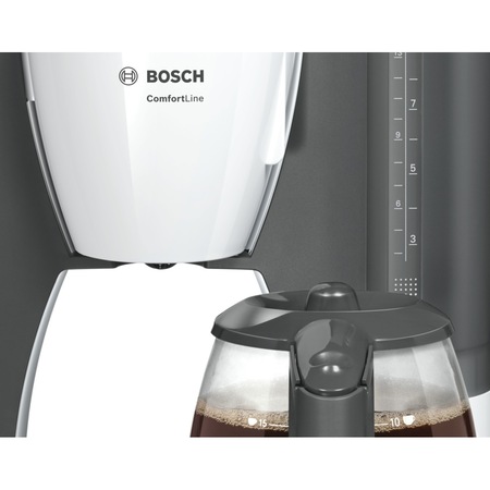 Cafetiera Bosch TKA6A041, 1.2 l, selector aroma, anti-picurare, oprire automata, program decalcifiere, Alb