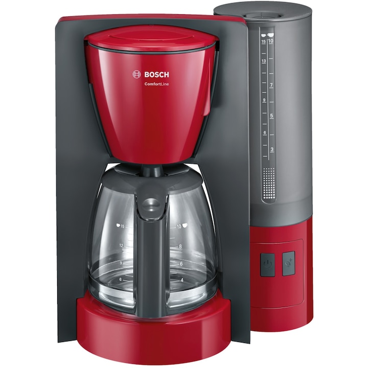 Bosch TKA6A044 kávéfőzőgép,1200W, 1.2 literes víztartály, aroma választó és automatikus stop gomb, vízkőmentesítő program, Piros