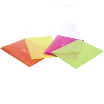 Mapa din plastic cu capsa Leonardi , A5, set de 4 culori asortate Mapa din plastic cu capsa Leonardi , A5, set de 4 culori asortate