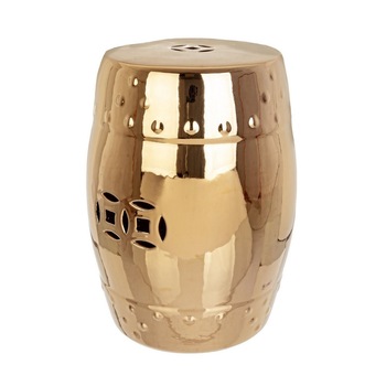 Taburet din ceramica aurie Sfinge Ø 33 cm x 46 h Taburet din ceramica aurie Sfinge Ø 33 cm x 46 h